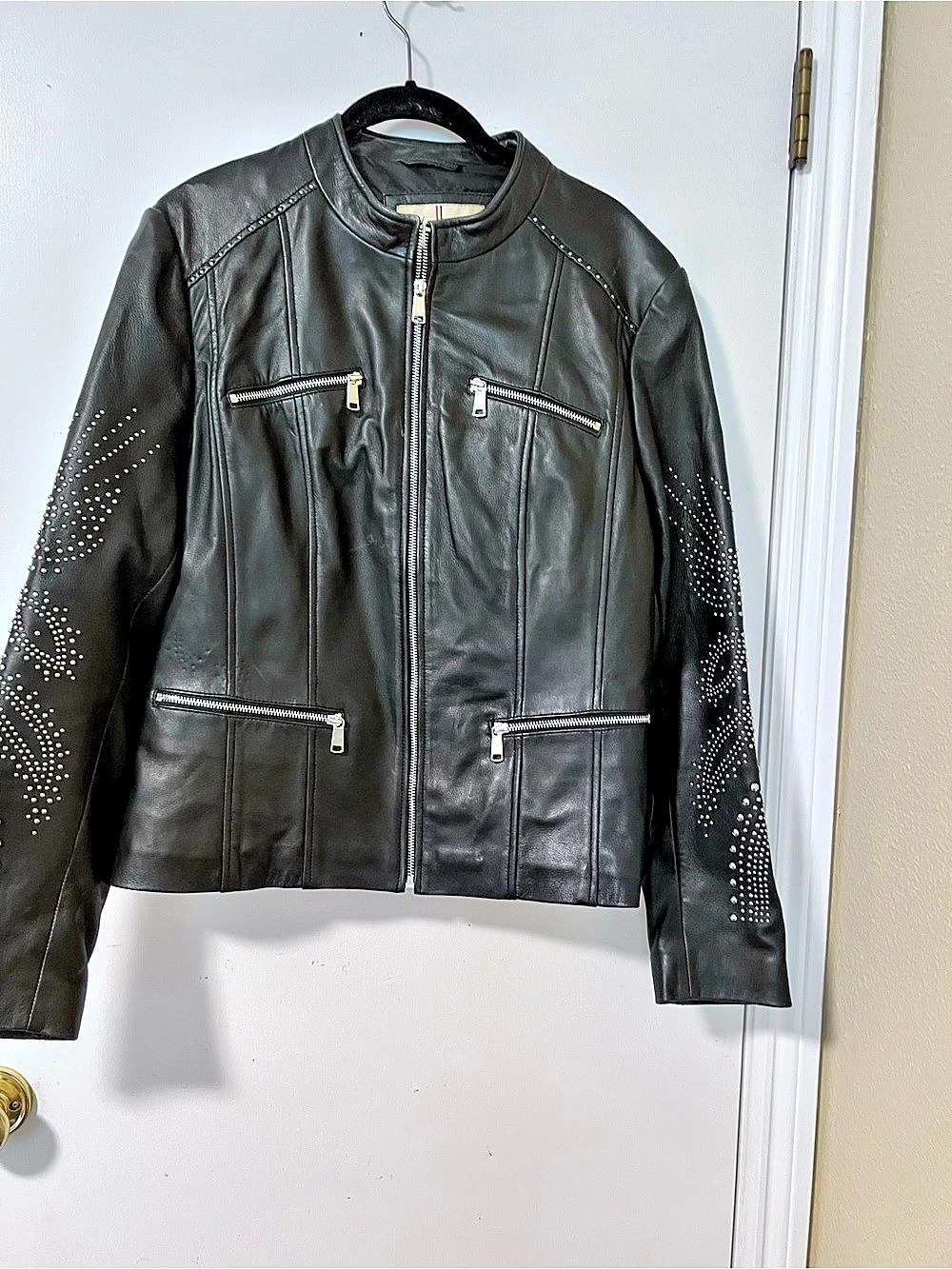 Wilsons Vintage USA Studded Leather Jacket Black XL